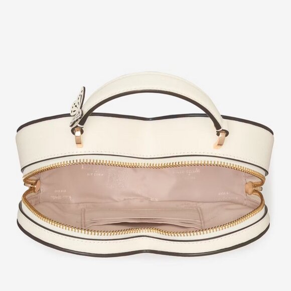 Kate Spade Love Shack Perforated Heart Crossbody Butterfly Purse Meringue Floral